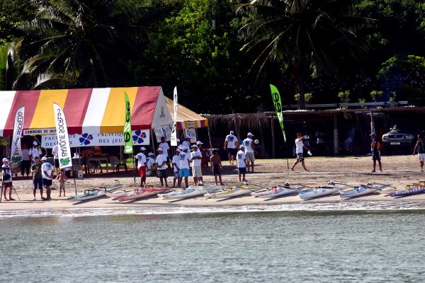 The starting line for the outrigger races.